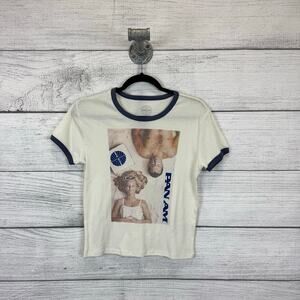 Pan American Women's Cream & Blue Graphic Short Sleeve Tee Size Large